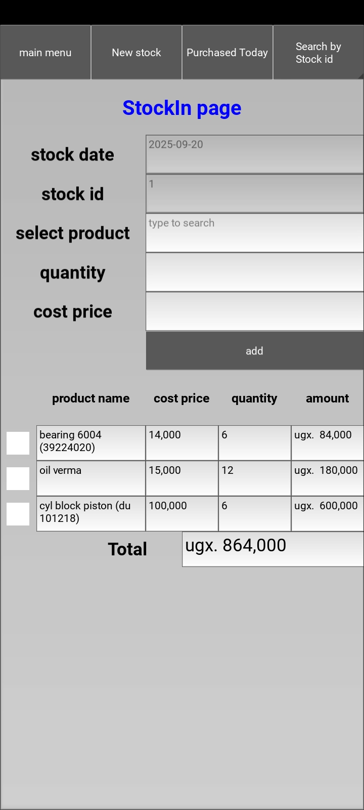 stock with data